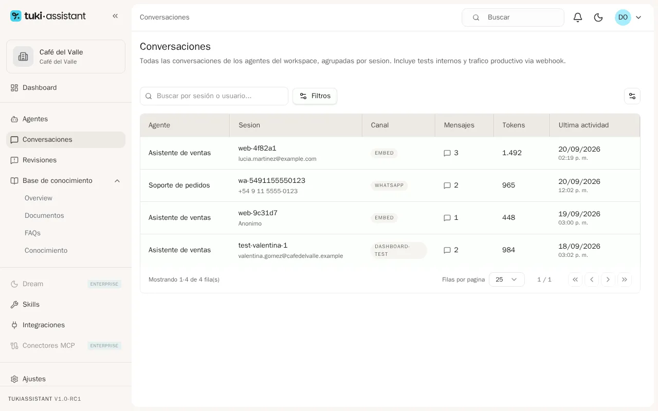 Lista de conversaciones