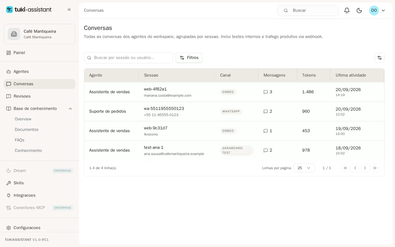 Lista de conversas
