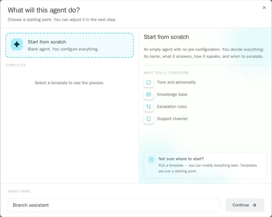 Agent name before continuing