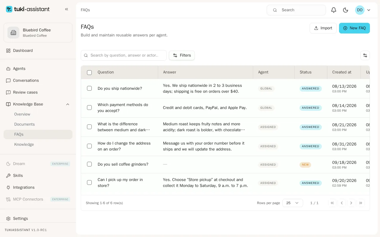 The new FAQ in the list